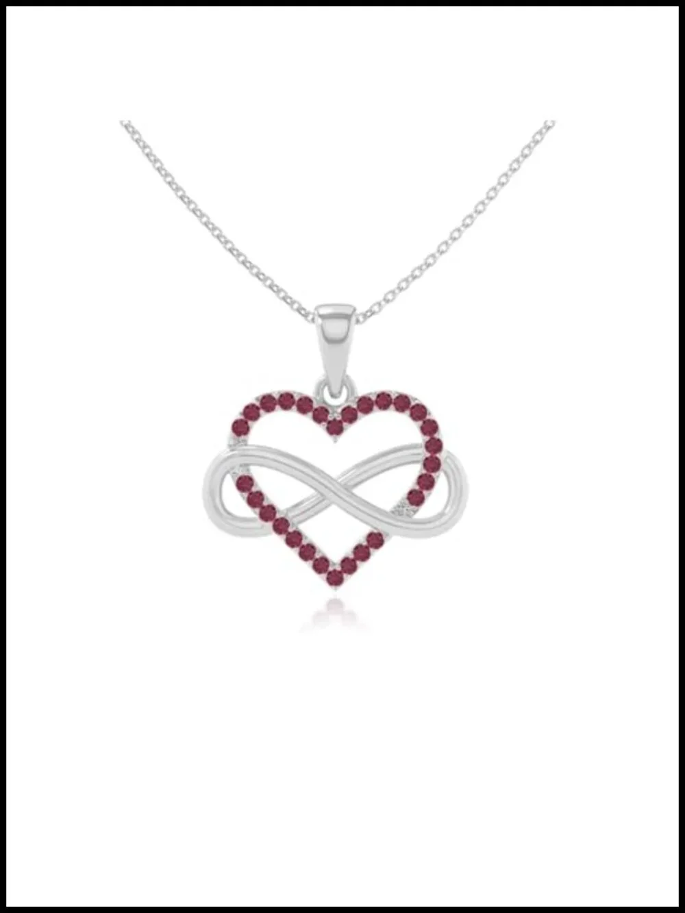 Sterling Silver Natural Ruby Infinity Heart Pendant Necklace